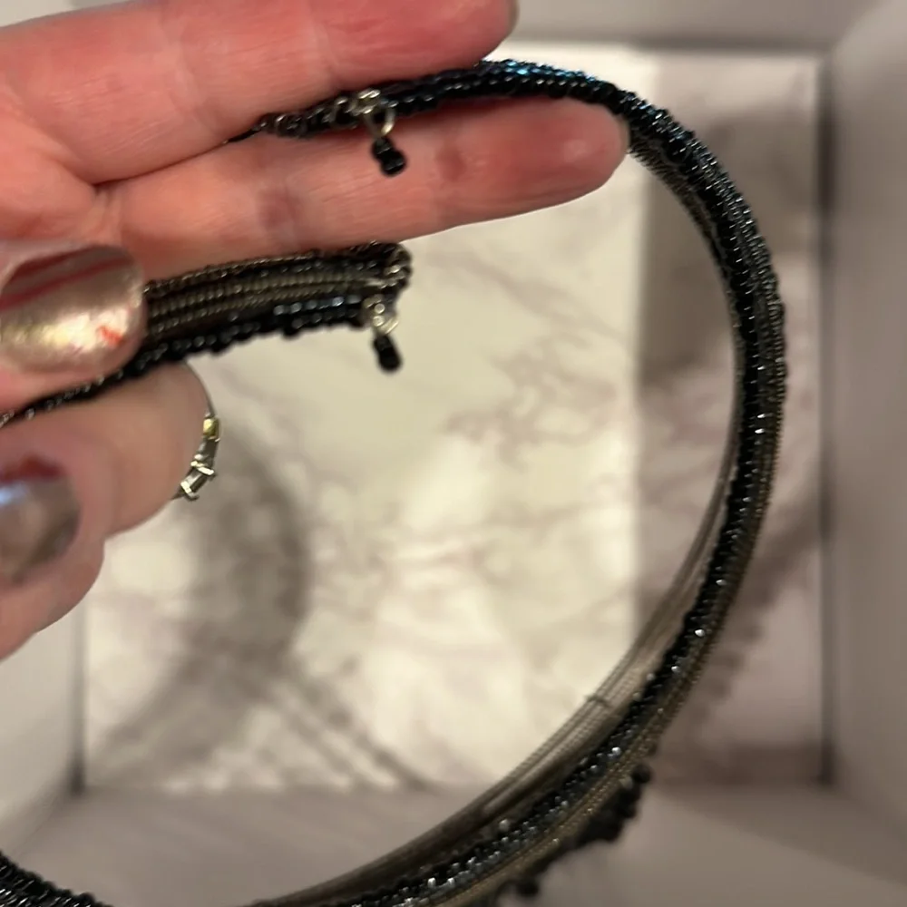 Extremely Vintage Beaded Black and Silver Beaded Necklace Adjustable 1920’s vibe